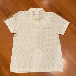 BNWT J Crew white eyelet collared blouse size M